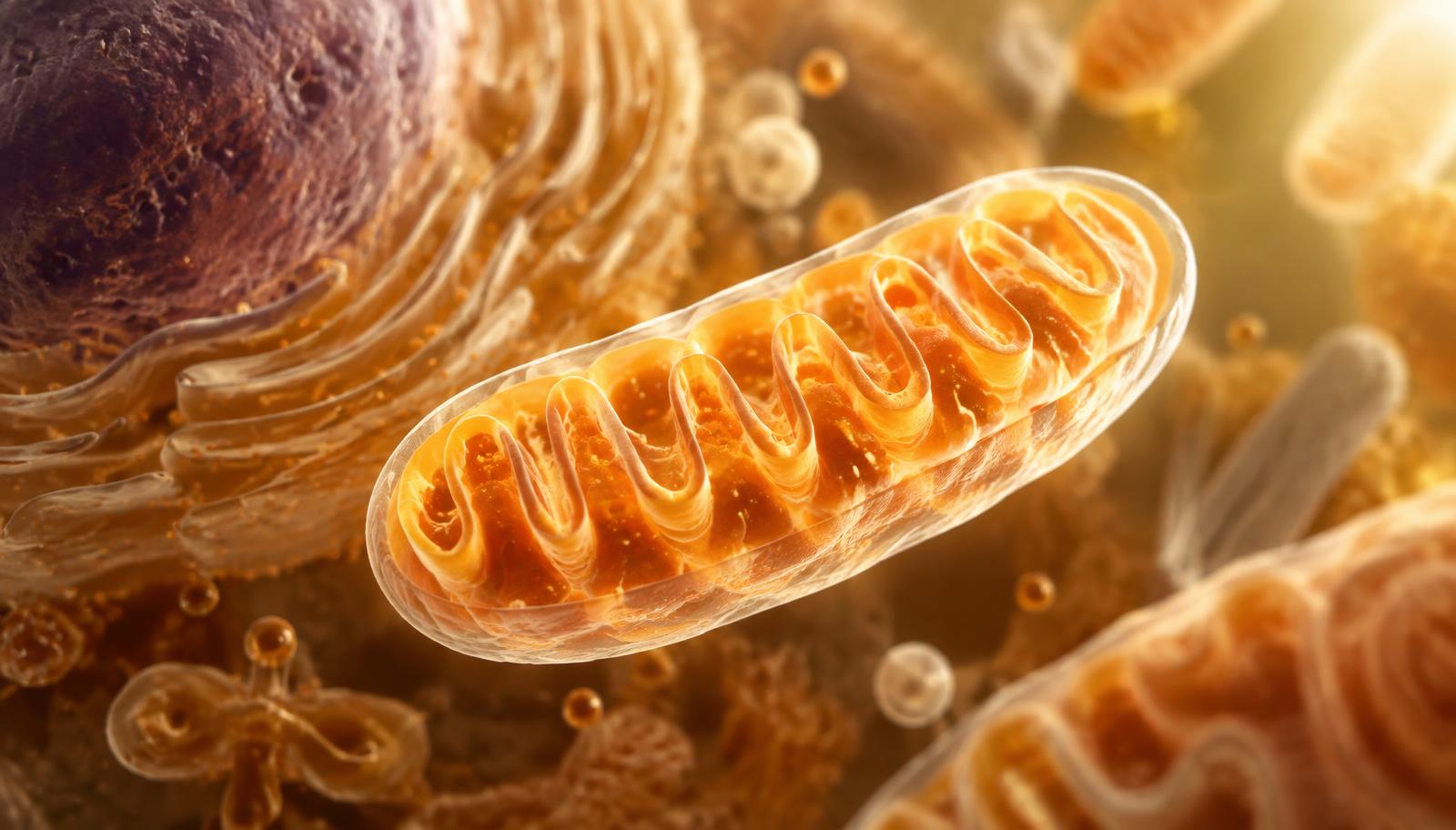 Illustration of a mitochondrion inside a cell